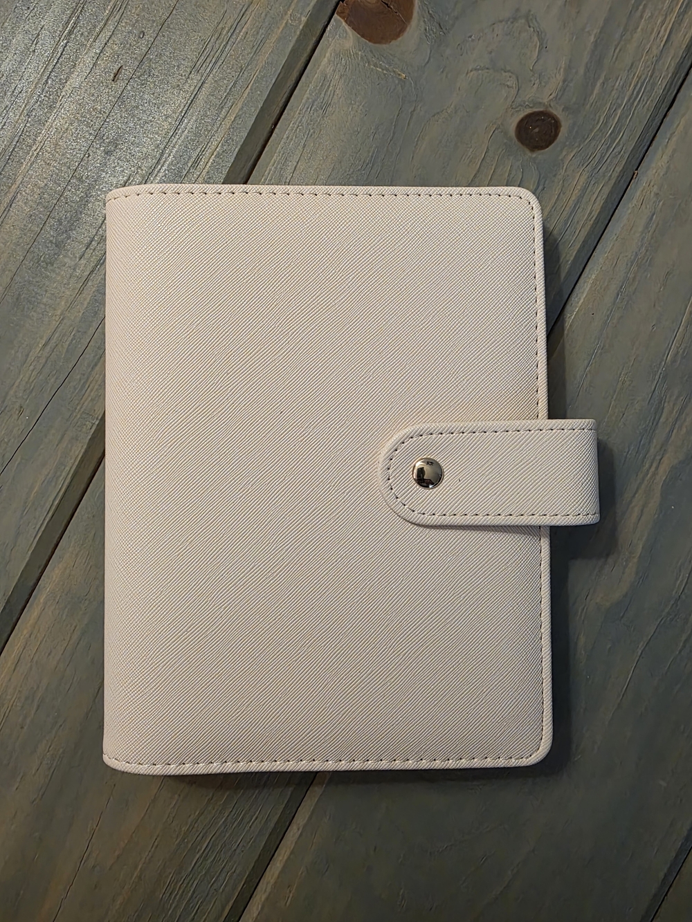 A6 Cream Faux Leather Organizer Notebook with Snap Closure